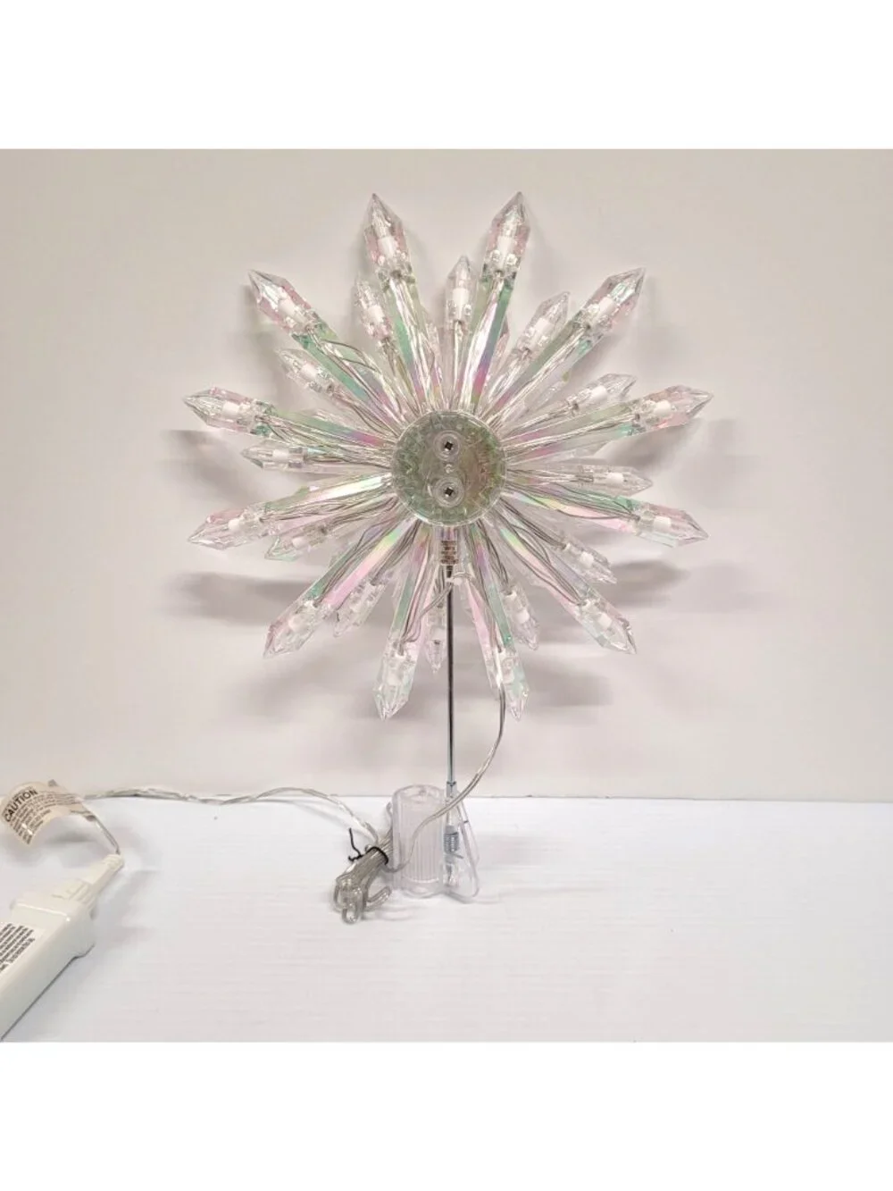 Lighted Iridescent Starburst Snowflake Christmas Tree Topper 11